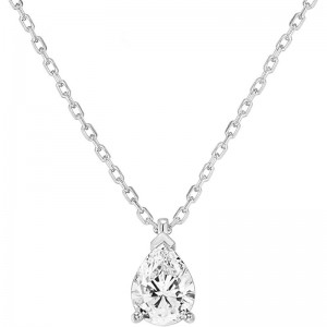 Овална сълза-оформен изкуствен диамант висулка лазерно елегантно колие с възможност за регулиране